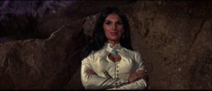 The imperious Ratina (Yvonne Romain) is an implacable foe of the British in John Gilling's The Brigand of Kandahar (1965)