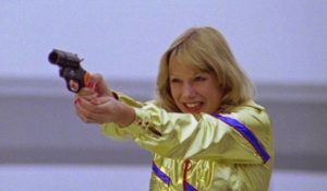 Monique van de Ven plays the star of an action TV series in Brian Trenchard-Smith's Stunt Rock (1978)