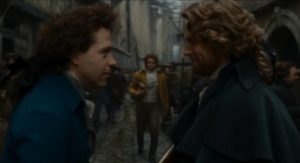 Victor (Kenneth Branagh) impresses fellow student Henry (Tom Hulce) in Branagh's Frankenstein (1994)