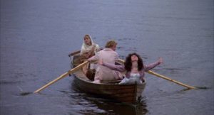 Mary Wollstonecraft (Natasha Richardson), Percy Shelley (Julian Sands) and Claire Clairemont (Myriam Cyr) arrive at the Villa Diodati on the shore of Lake Geneva in Ken Russell's Gothic (1987)