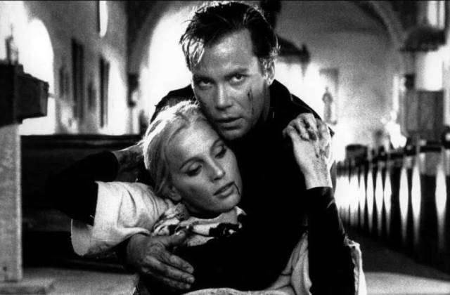 Love and faith protect Marc (William Shatner) and Kia (Allyson Ames) from the demon in Leslie Stevens' Incubus (1966)