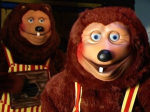 Members of Showbiz Pizza's animatronic band in Brett Whitcomb's The Rock-Afire Explosion (2010)