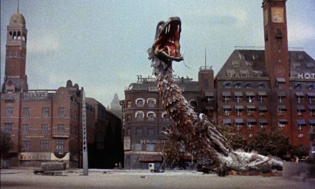 ... firing the drugged shell directly into the monster's mouth in Reptilicus (1961)