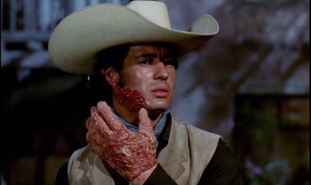 A decent cowboy is shunned when he becomes infected with leprosy in Rene Cardona's Santo vs the Riders of Terror (1970)