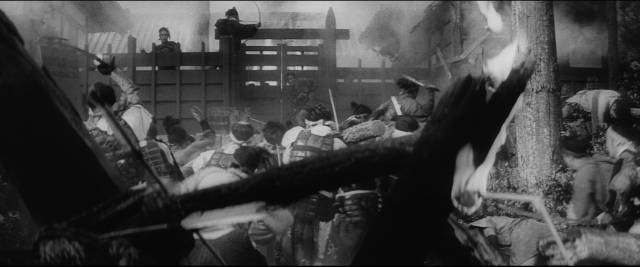 Oda Nobunaga (Tomisaburô Wakayama)'s forces slaughter the Ninja clan in Satsuo Yamamoto's Shinobi: Band of Assassins (1962)