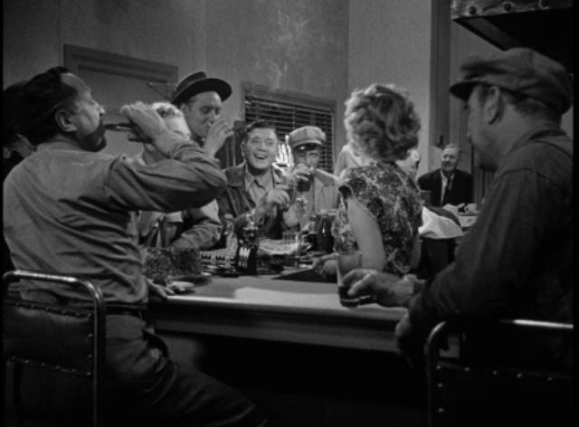 Diner owner Eileen (Karen Morley)'s birthday party sends her fiance down a very dark path in William Clemens' The Thirteenth Hour (1947)