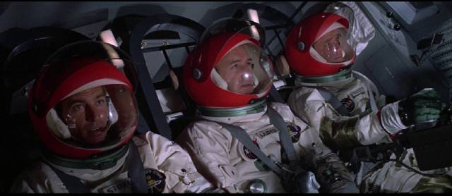 Astronauts Jim Pruett (Richard Crenna), Clayton Stone (James Franciscus) and Buzz Lloyd (Gene Hackman) find themselves stranded in orbit in John Sturges' Marooned (1969)