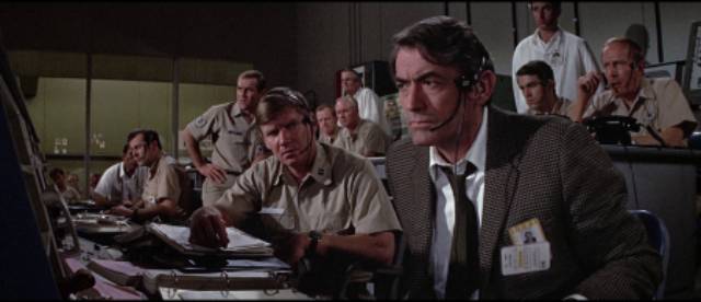 The mission control crew face a last-minute failure of the rescue mission launch in John Sturges' Marooned (1970)