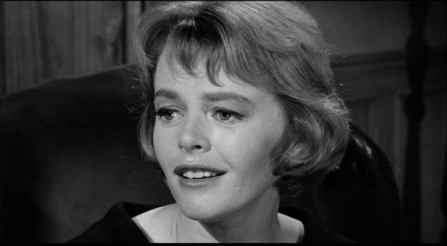 Infatuated with Norman Taylor (Peter Wyngarde), student Margaret Abbott (Judith Stott) accuses him of rape in Sidney Hayers' Night of the Eagle (1962)