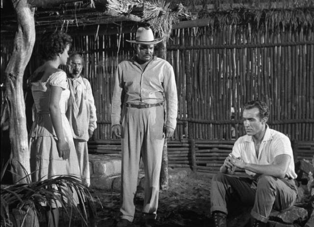 Federico Gascón (Ricardo Montalban)'s feelings are complicated by a sense of guilt and the hostility of Yáscara (Ariadne Welter)'s father Don Ignacio Santos (Victor Parra) in Roberto Gavaldón’s Untouched (1954)