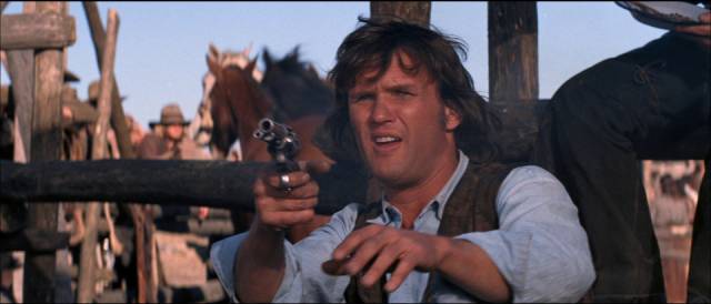 Billy (Kris Kristofferson) casually guns down some bounty hunters in Sam Peckinpah’s Pat Garrett and Billy the Kid (1973)