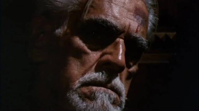 Professor Marcus Monserrat (Boris Karloff) realizes his research has led to a dark place in Michael Reeves' The Sorcerers (1967)