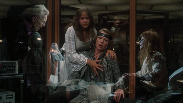 Regan (Linda Blair) fights against malevolent forces in John Boorman's Exorcist II: The Heretic (1977)