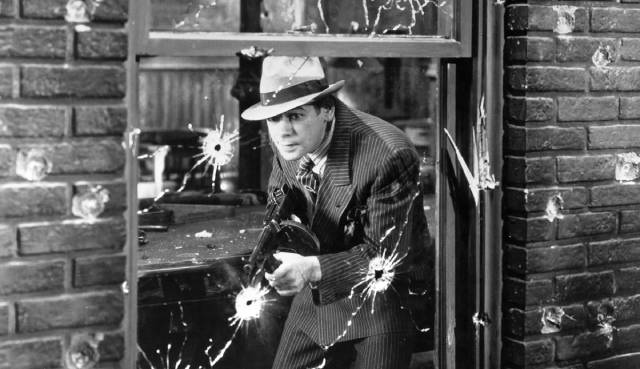 Tony Cramonte (Paul Muni) makes his last stand in his fortified apartment in Howard Hawks' Scarface (1932)