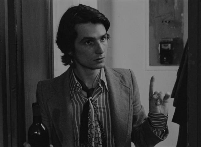 Alexandre (Jean-Pierre Léaud) never stops declaiming and pontificating in Jean Eustache's The Mother and the Whore (1973)