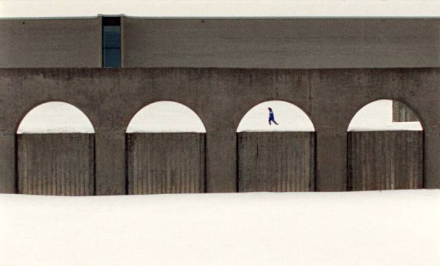 Winter is bitterly cold in the brutalist landscape of Winnipeg in Matthew Rankin's Universal Language (2024)