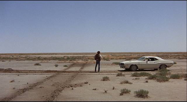 Kowalski (Barry Newman) discovers that absolute freedom leads nowhere in Richard C. Sarafian's Vanishing Point (1971)