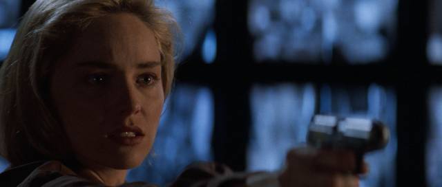 Carly Norris (Sharon Stone) finally gets fed up with masculine bullshit in Phillip Noyce's Sliver (1993)