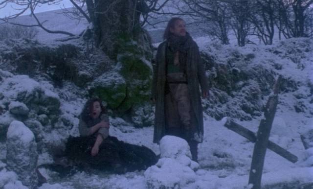 Scarf Michael (Mick Lally) shows Maura (Mary Ryan) a new world in Robert Wynne-Simmons’ The Outcasts (1982)