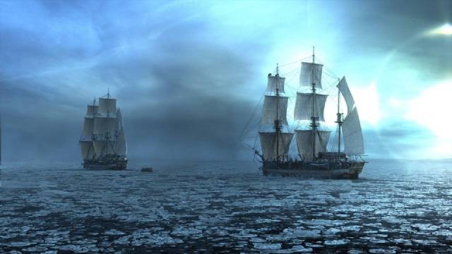 The Terror and the Erebus sail into danger seeking the Northwest Passage in the Ridley Scott-produced adaptation of Dan Simmons' novel The Terror (2018)